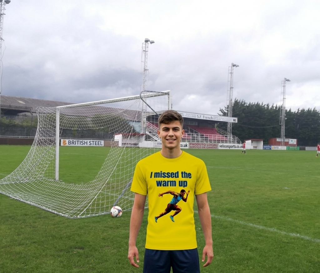 I Missed The Warm Up Tee (Size Medium) | Funny Football Gift