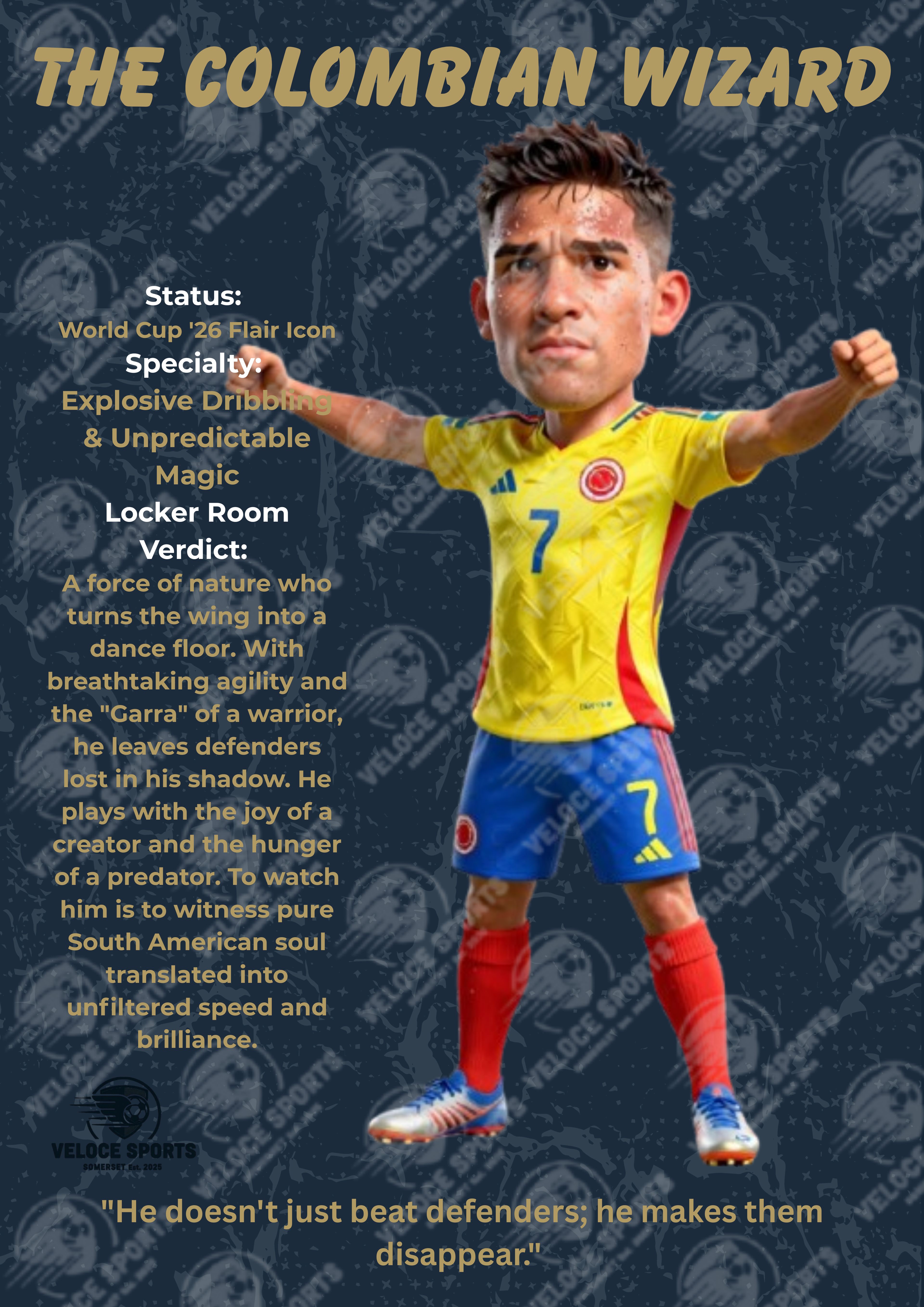 Díaz "The Colombian Wizard" World Cup 2026 Elite Poster | Veloce Sports